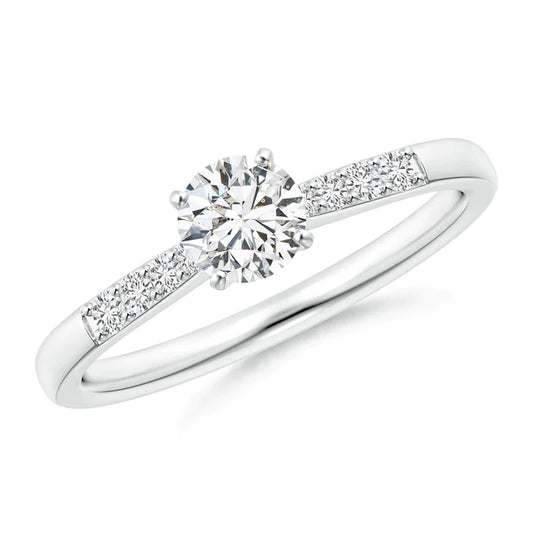 0.65ct Round Lab Grown Diamond Engagement Rings in 14K White Gold