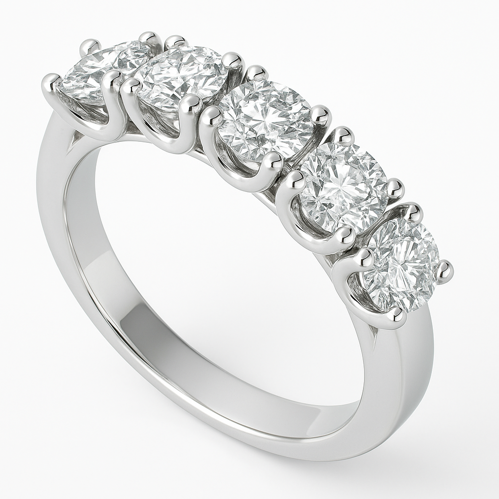Women’s 1.25 CT Wedding Band – 5 Lab Diamonds Made from Groom’s Hair