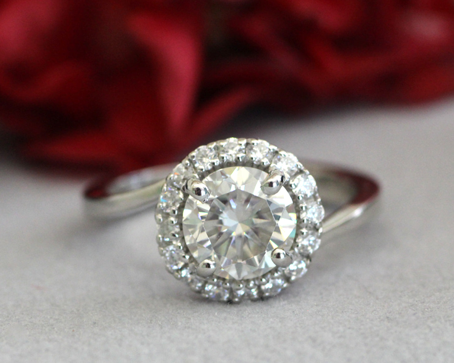 Round Solitaire Moissanite Engagement Ring 3.00 Ct. in 925 Silver by Black Jack