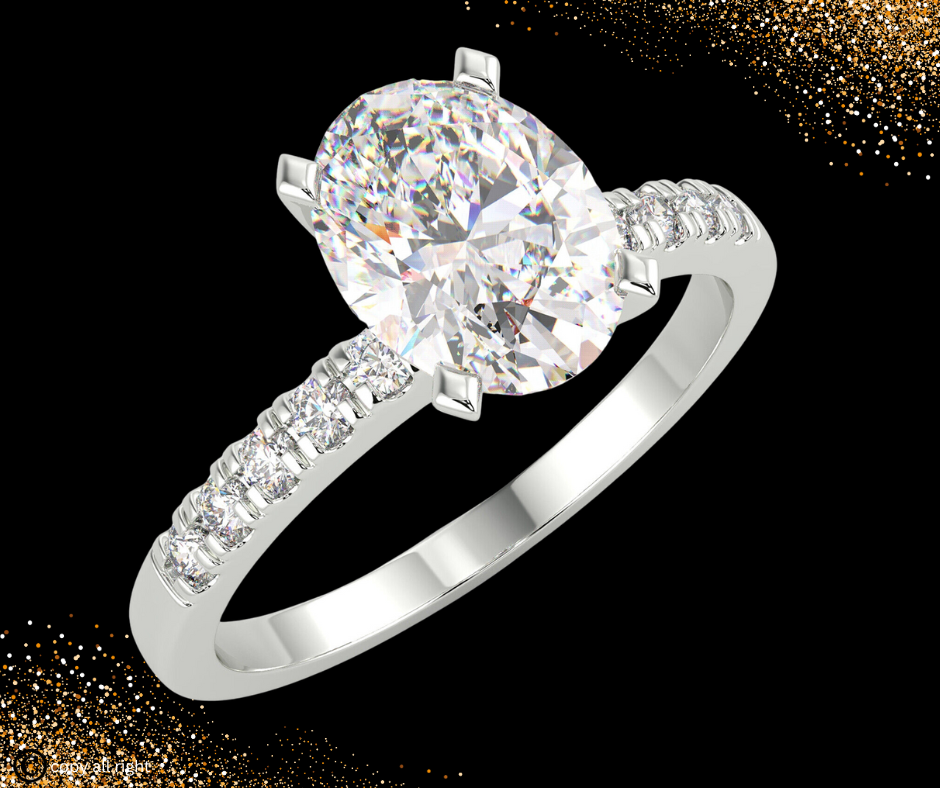 1.65 Ct Oval Shape Lab Grown Diamond Engagement Rings in 14K White Gold