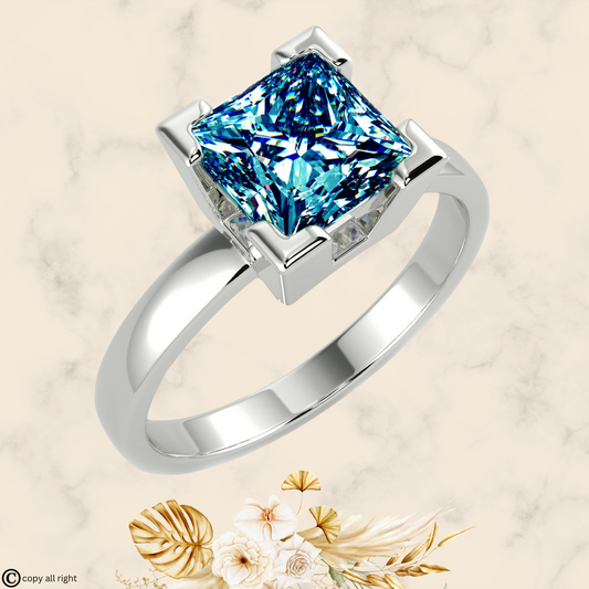 1.50 Ct Princess Shape Lab Grown Diamond Engagement Rings in 14K White Gold