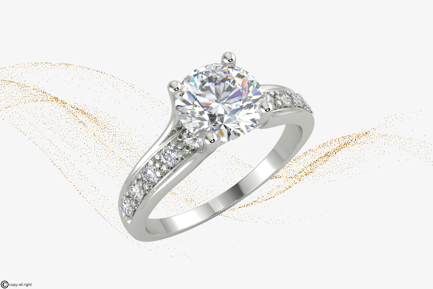 2.30 Ct Round Shape Lab Grown Diamond Engagement Rings in 14K White Gold