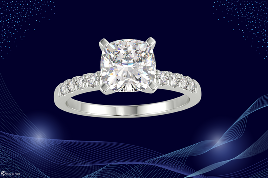 2.20 Ct Cushion Cut Lab Grown Diamond Engagement Rings in 14K White Gold