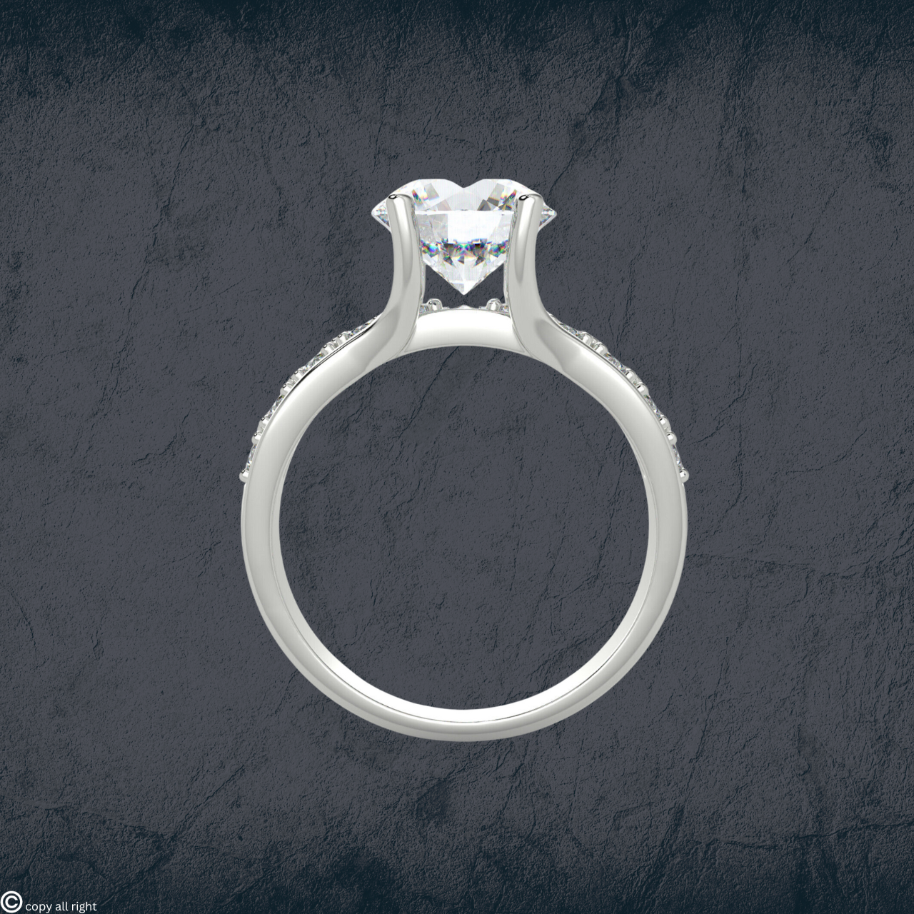 3.00 Ct. IGI Certified Lab Grown Diamond Engagement Ring | 2.00 Ct. Center + 1.00 Ct. Side Accent Stones | 14K White Gold by Black Jack®