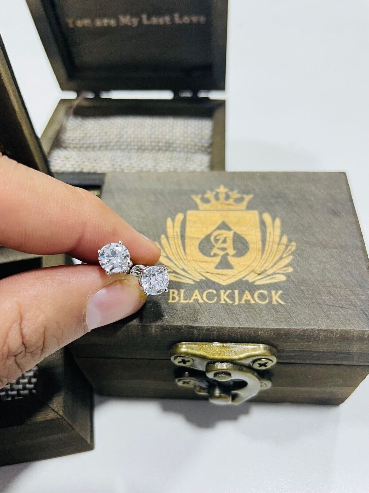 4.00 Ct. Lab Grown Diamond Studs Earrings in 14k White Gold E/F SI by Black Jack