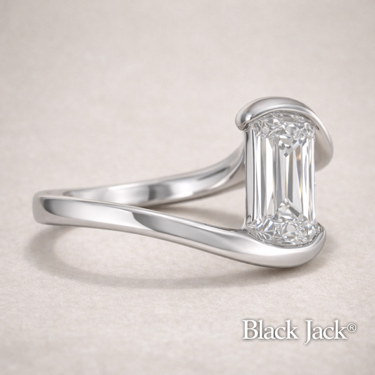 Emerald Cut Memory Diamond Ring – 2.00 Carat Lab-Grown Diamond from Personal Carbon in 14K White Gold