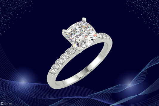 2.20 Ct Cushion Cut Lab Grown Diamond Engagement Rings in 14K White Gold