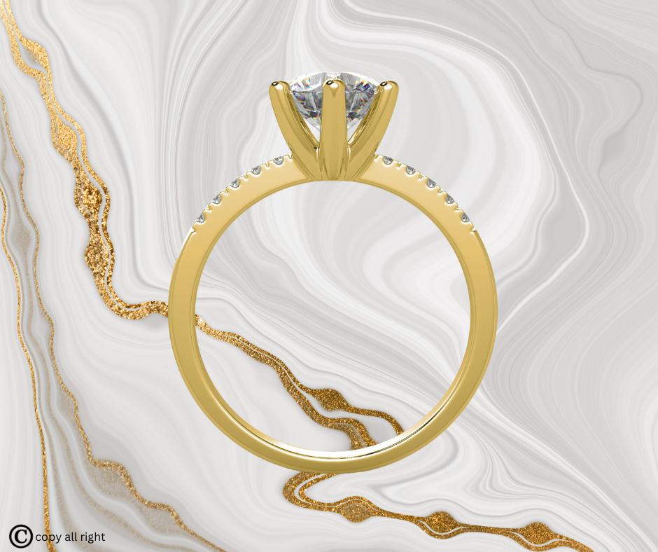 2.20 Ct Round Shape Lab Grown Diamond Engagement Rings in 14K Yellow Gold