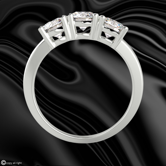 1.50 Ct Round Shape Three Stone Lab Grown Diamond Engagement Rings in 14K White Gold
