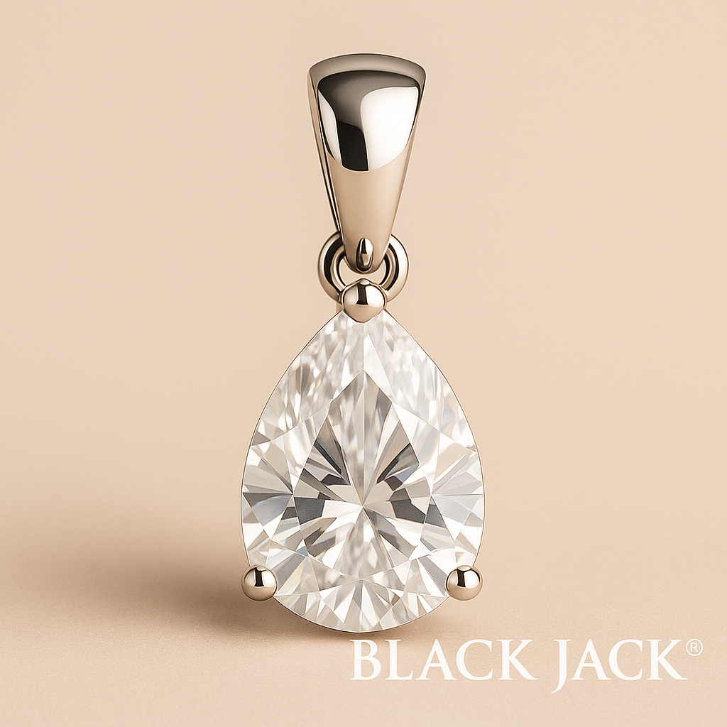 3 CT Pear Moissanite Pendant – 14K White Gold Plated Sterling Silver Necklace | Brilliant Drop Solitaire Jewelry