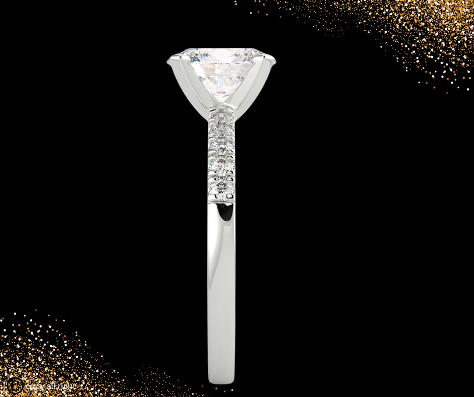 1.65 Ct Oval Shape Lab Grown Diamond Engagement Rings in 14K White Gold
