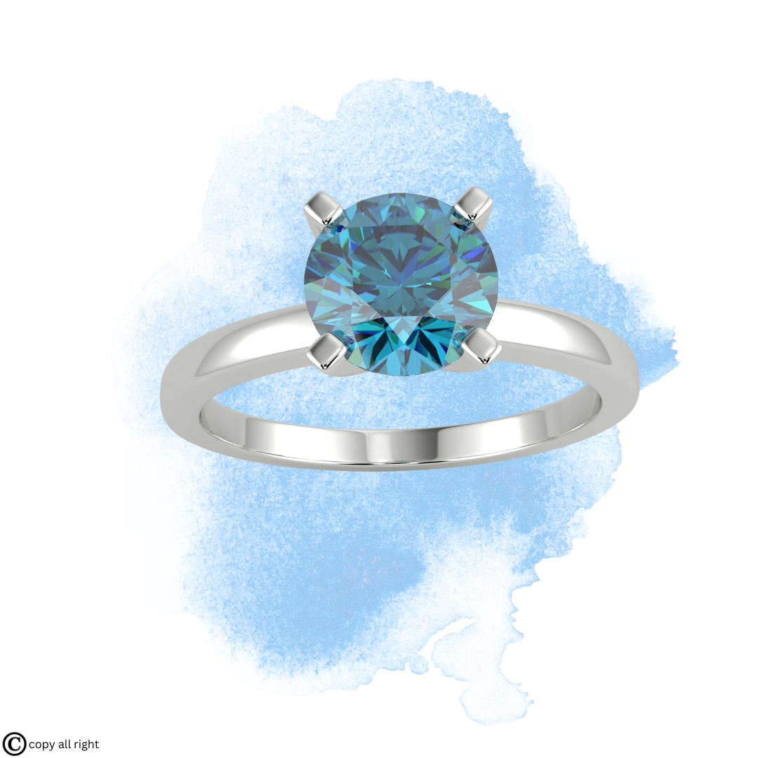 2.00 Ct. Blue Lab Grown Diamond Solitaire Ring – IGI Certified, 14K White Gold | Black Jack®