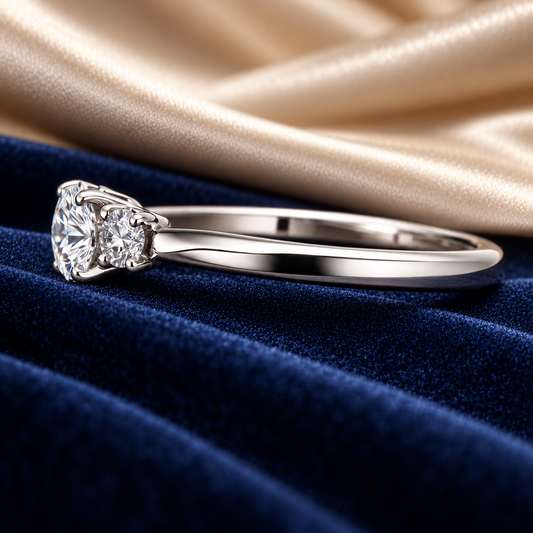 0.60 Ct Three Stone Round Cut Memory Diamond Ring – Lab-Grown Diamond from Personal Carbon in 14K White Gold