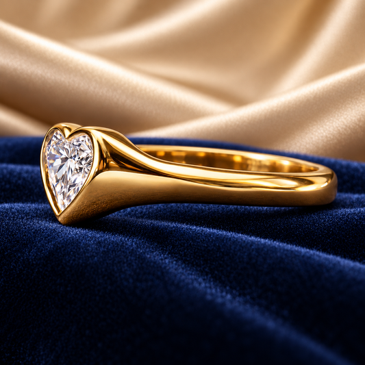 1.50 Ct Heart Bezel Solitaire Heart Cut Ashes to Diamond Memory Ring – Lab Grown Diamond in 14K Yellow Gold