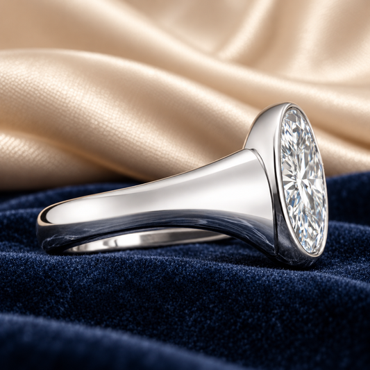 1.50 Ct Oval Cut Solitaire Memory Diamond Ring – Lab-Grown Diamond from Personal Carbon in 14K White Gold