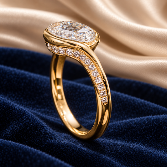 Oval Cut Memory Diamond Ring – 1.70 Ct Ashes to Diamond Ring in 14K Yellow Gold