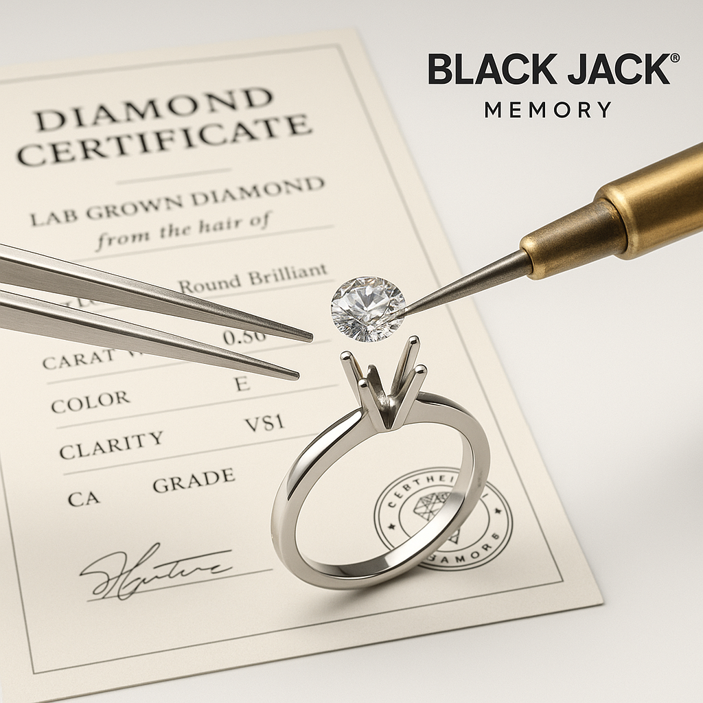 Blue Leaf Memory Pendant – Lab Grown Diamond from Ashes or Hair (0.50ct to 3ct) in White Gold