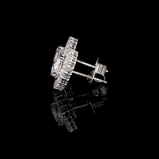 3.00 Ct Memorial Diamond Baguette Halo Stud Earrings Pet Cremation Diamond 14K White Gold Memorial Jewelry Black Jack