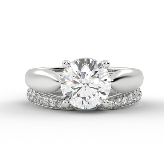 2.15 Ct Round Cut VS1/EF Lab Grown Diamond Engagement Ring Set 14K White Gold