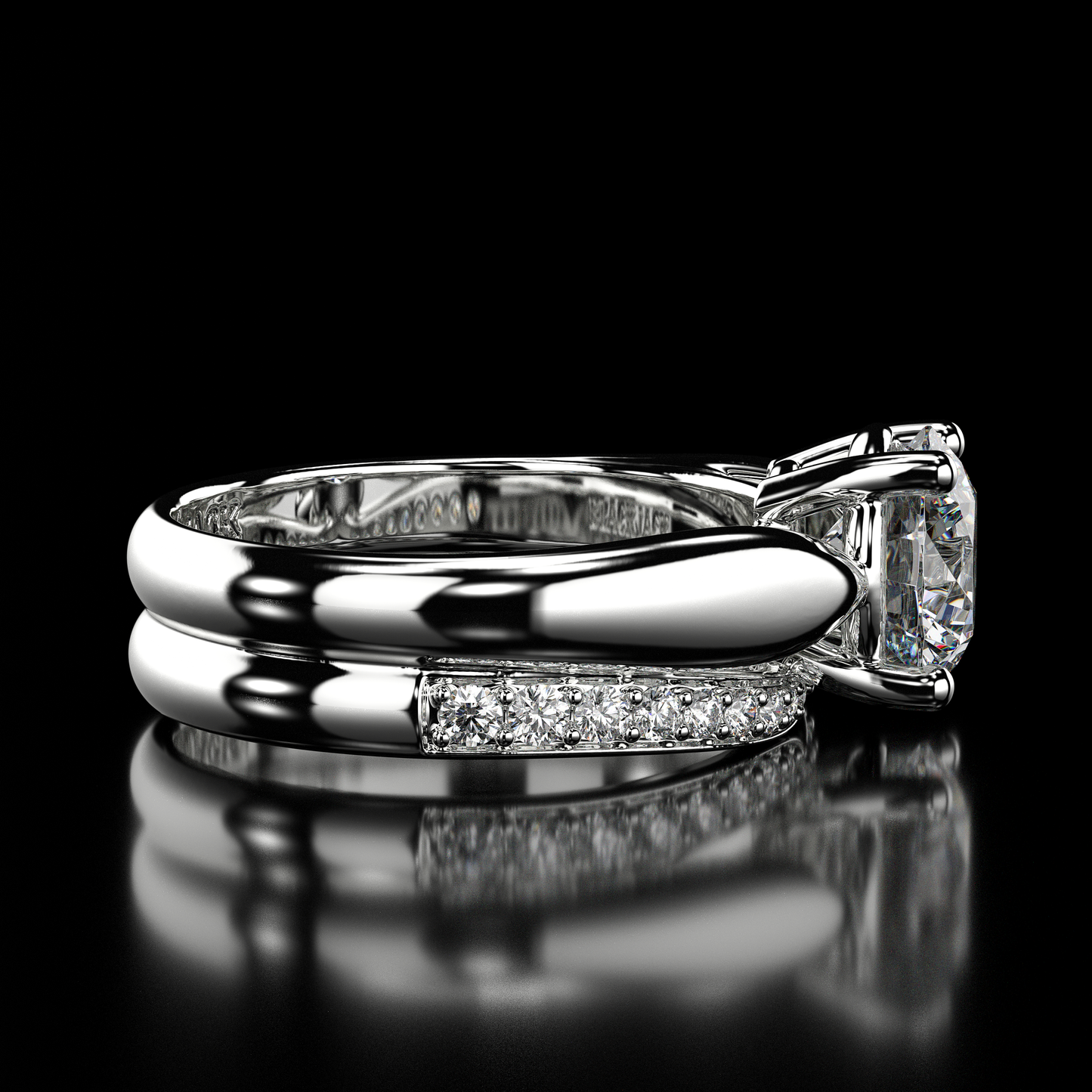2.15 Ct Round Cut VS1/EF Lab Grown Diamond Engagement Ring Set 14K White Gold