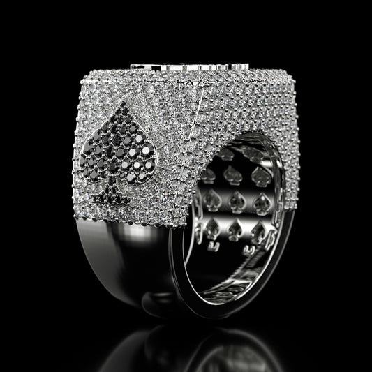 BlackJack 6.00 ct. Real Moissanite Studded Men's Hip Hop Ring in 925 Silver