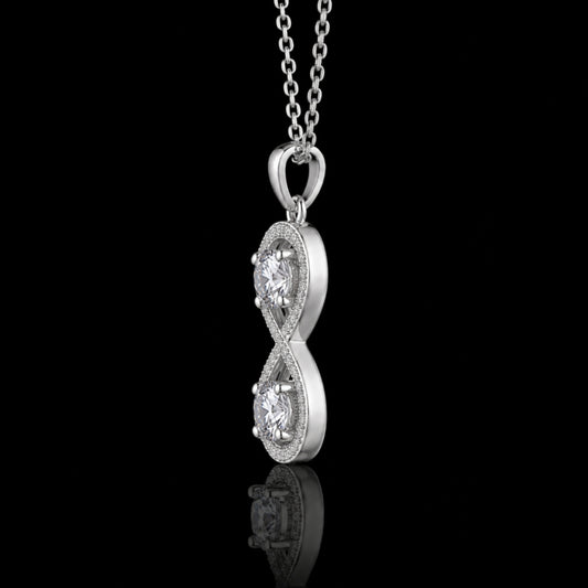 2.20 Ct Infinity Memory Diamond Pendant Pet Cremation Diamond 14K White Gold Memorial Jewelry Black Jack
