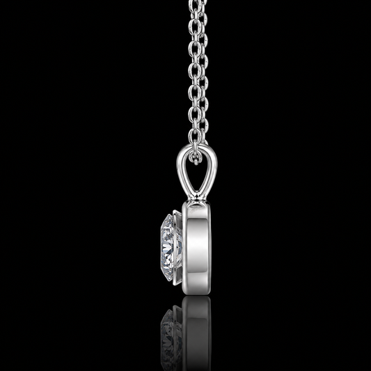 1.00 Ct Round Memory Diamond Bezel Pendant Pet Cremation Diamond 14K White Gold Memorial Jewelry Black Jack
