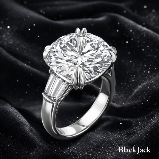 9.80 Carat Lab-Grown Diamond Three Stone Engagement Ring – Round Cut in 14K White Gold