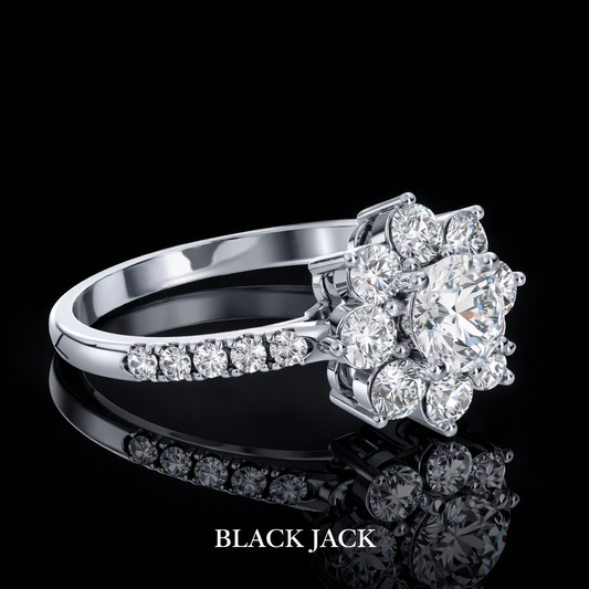 2.70 Carat Round Cut Moissanite Halo Engagement Ring in 925 Sterling Silver