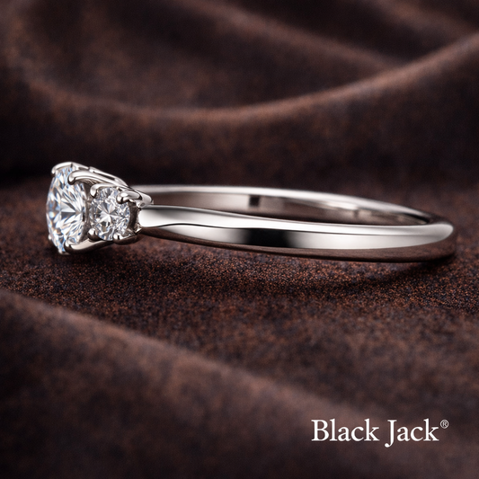 0.60 CT Three Stone Memory Diamond Ring in 14K White Gold | Pet & Human Ashes | Brand Authenticity Certified Black Jack®