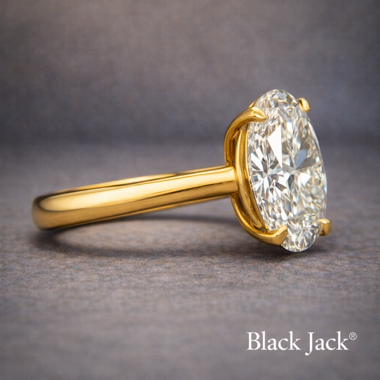 3.00 Ct Oval Solitaire Memory Diamond Ring in 14K Yellow Gold | Pet and Human Ashes – Brand Authenticity Certified Black Jack®