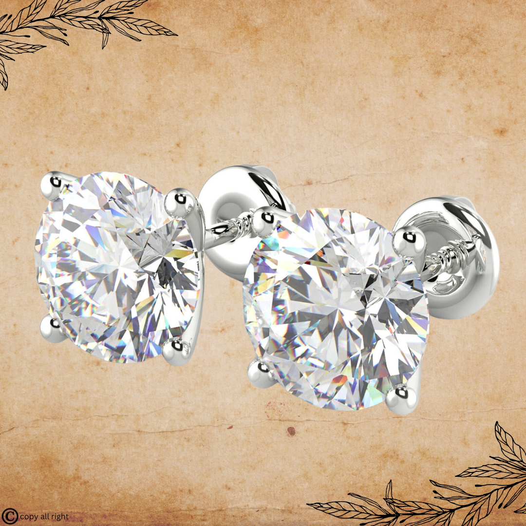 4 Prong 2 Ct. Lab Grown Diamond Studs in 14k White Gold VG E/F by Black Jack