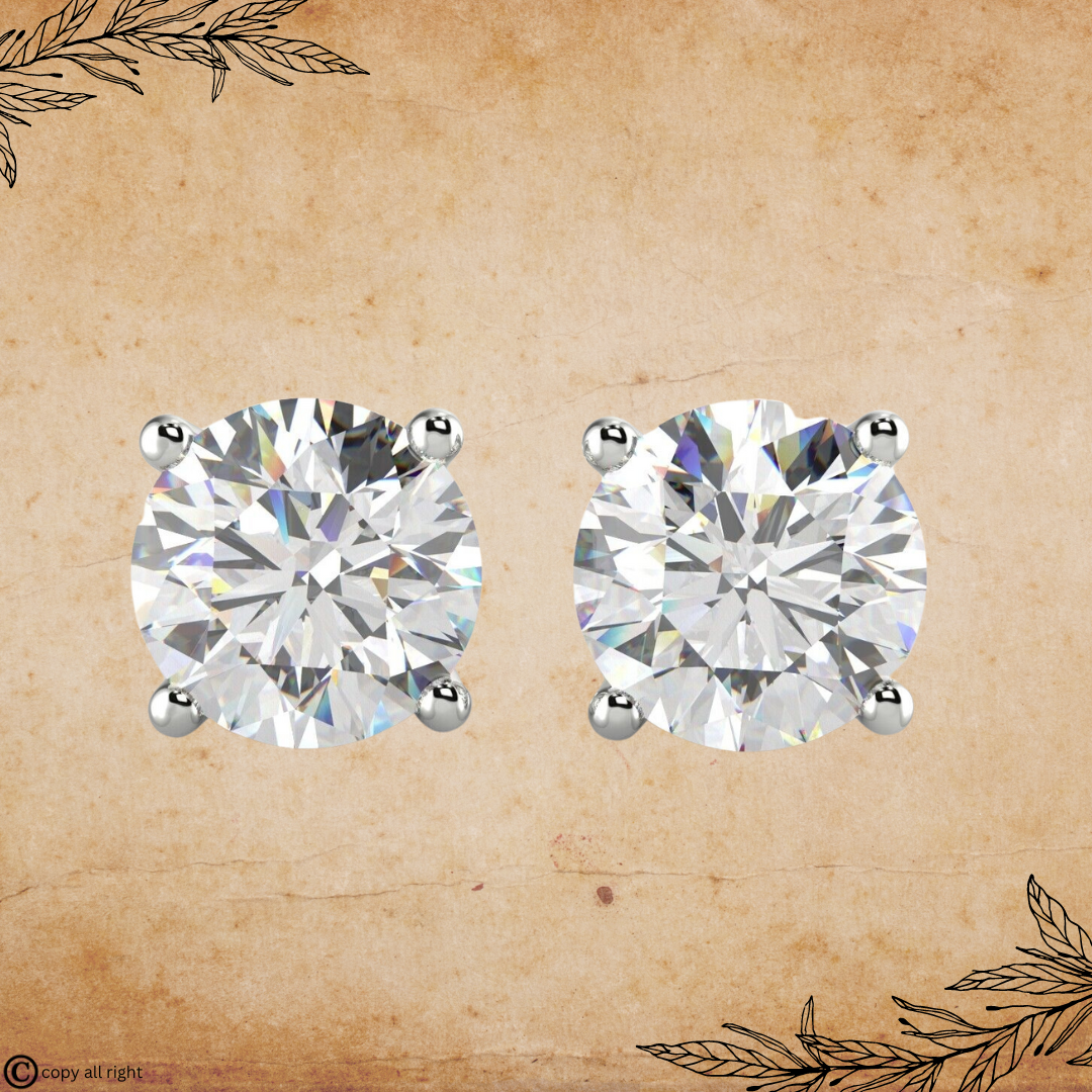 4 Prong 2 Ct. Lab Grown Diamond Studs in 14k White Gold VG E/F by Black Jack