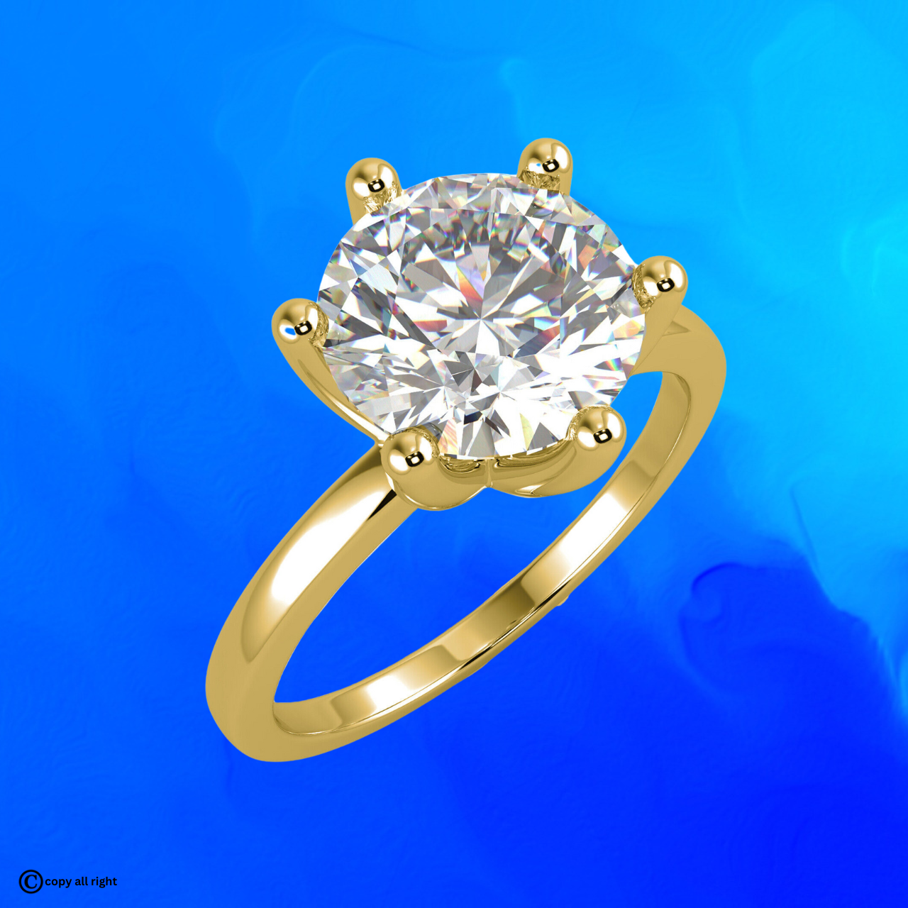 Solitaire 2.00 Ct Round Shape Real Lab Grown Diamond Engagement Ring in 14K Yellow Gold