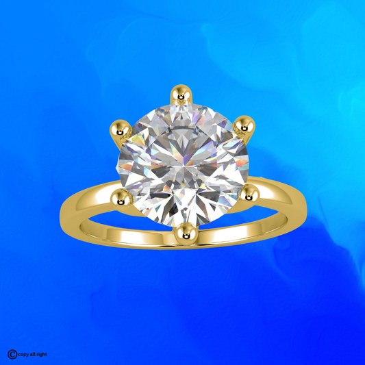 Solitaire 2.00 Ct Round Shape Real Lab Grown Diamond Engagement Ring in 14K Yellow Gold