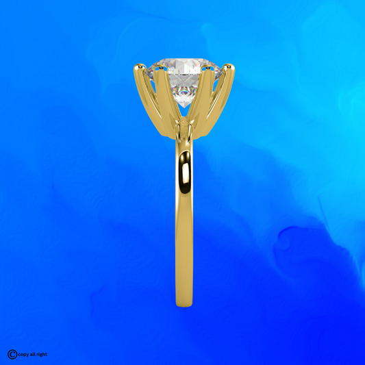 Solitaire 2.00 Ct Round Shape Real Lab Grown Diamond Engagement Ring in 14K Yellow Gold