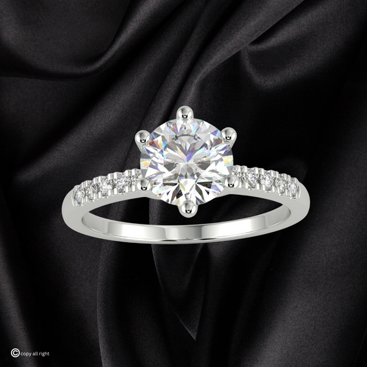 1.70 Ct Round Shape Real Lab Grown Diamond  Solitaire with accents engagement Ring in 14K White Gold