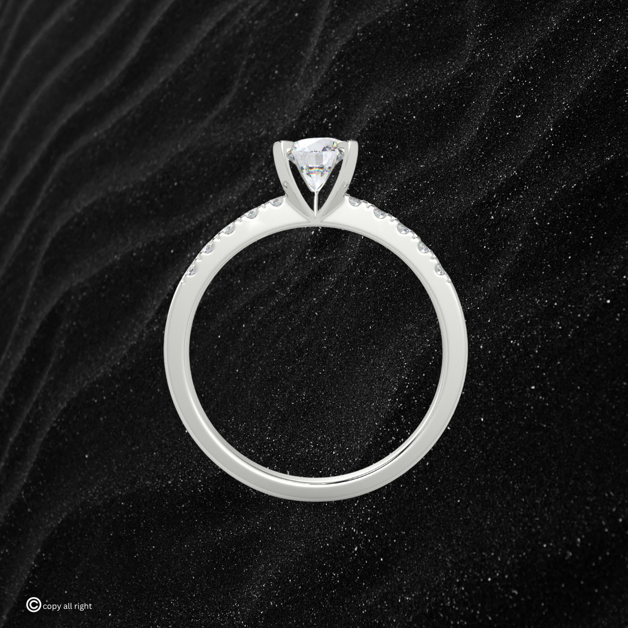 1.20 Ct Round Shape Real Lab Grown Diamond Solitaire with accents engagement Ring in 14K White Gold