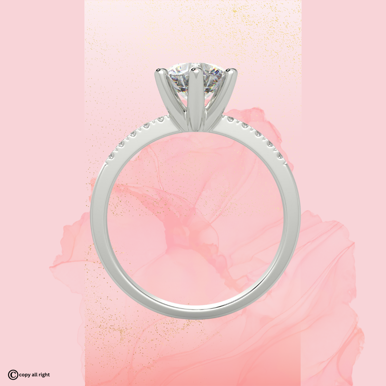 1.70 Ct Round Shape Real Lab Grown Diamond Solitaire with Accents Ring in 14K White Gold