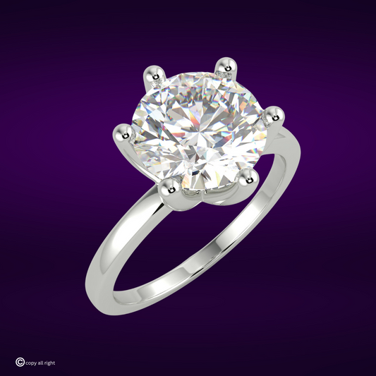 2.00 Ct Round Shape Real Lab Grown Diamond Solitaire  Ring in 14K White Gold