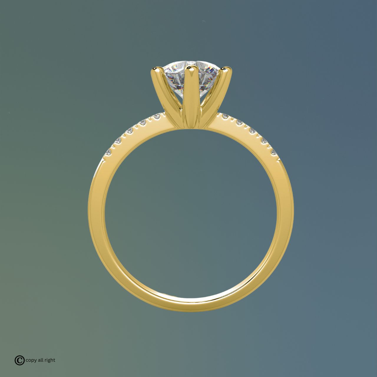 6 Prong 1.70 Ct. Lab Grown Diamond solitaire with accents diamond in 14k White Gold by Black Jack