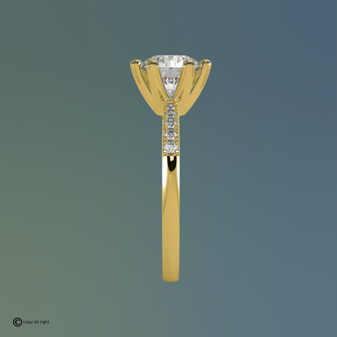6 Prong 1.70 Ct. Lab Grown Diamond solitaire with accents diamond in 14k White Gold by Black Jack