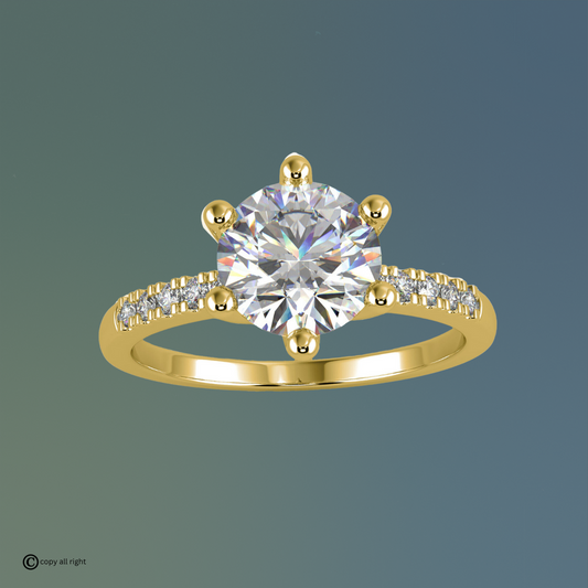 6 Prong 1.70 Ct. Lab Grown Diamond solitaire with accents diamond in 14k White Gold by Black Jack