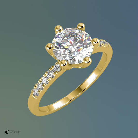 6 Prong 1.70 Ct. Lab Grown Diamond solitaire with accents diamond in 14k White Gold by Black Jack