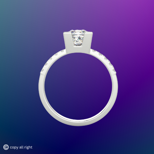 4 prong 1.70ct Princess Cut Real Lab Grown Solitaire With Accents Diamond 14k White Gold Engagement Ring