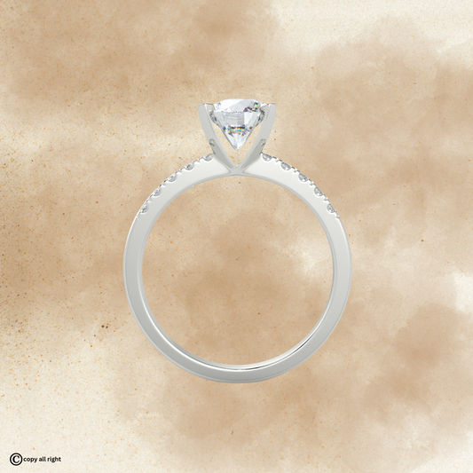 4 prong 1.70ct Round Cut Real Lab Grown Solitaire With Accents Diamond 14k White Gold Engagement Ring