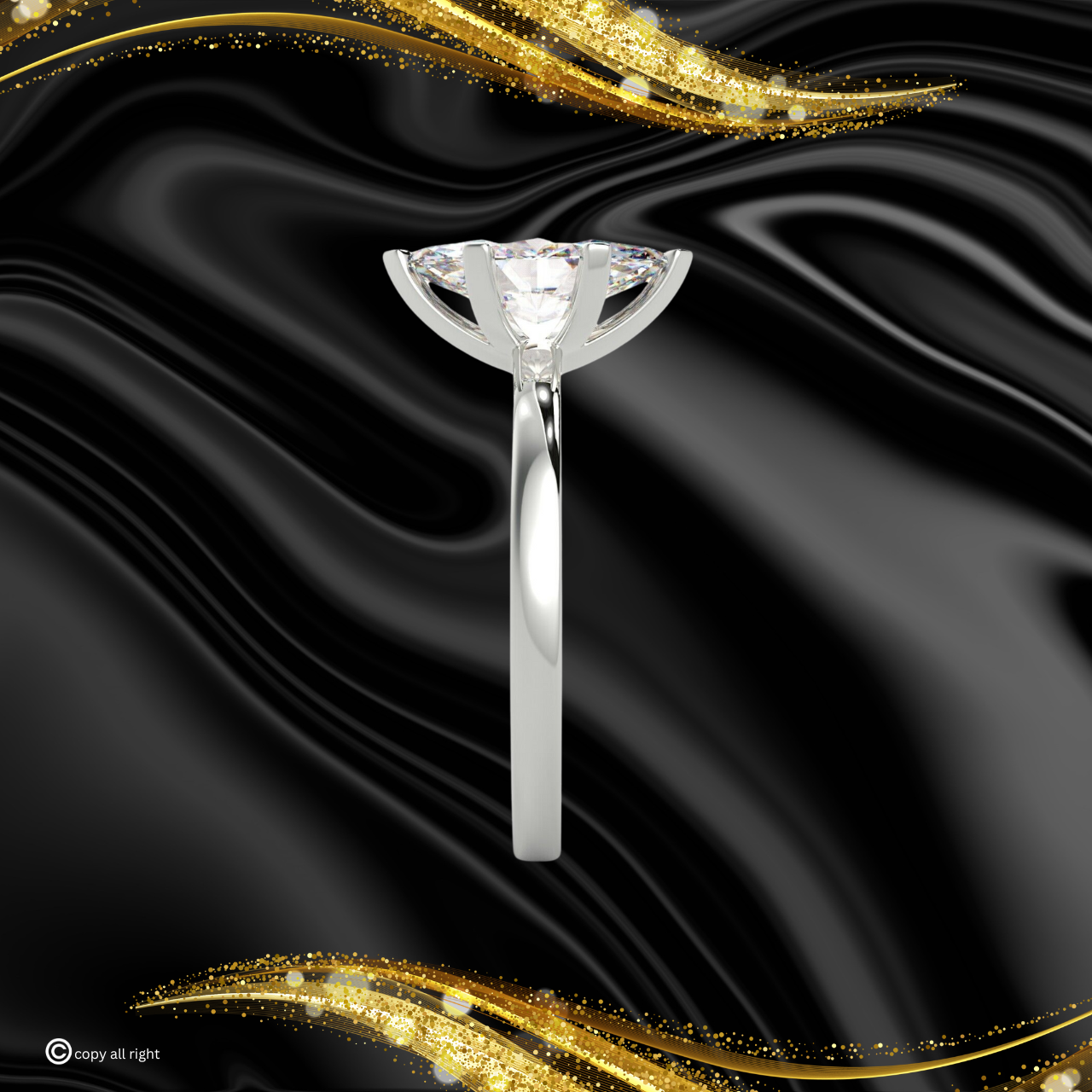 6 prong Solitaire 2ct Marquise Cut Real Lab Grown Solitaire Diamond 14k White Gold Engagement Ring
