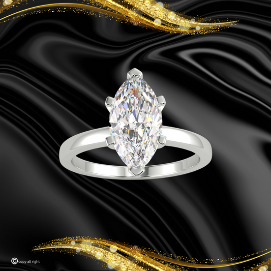 6 prong Solitaire 2ct Marquise Cut Real Lab Grown Solitaire Diamond 14k White Gold Engagement Ring