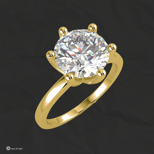 6 Prong Solitaire 2.00ct Round Cut Real Lab Grown Diamond Engagement ring by BlackJack
