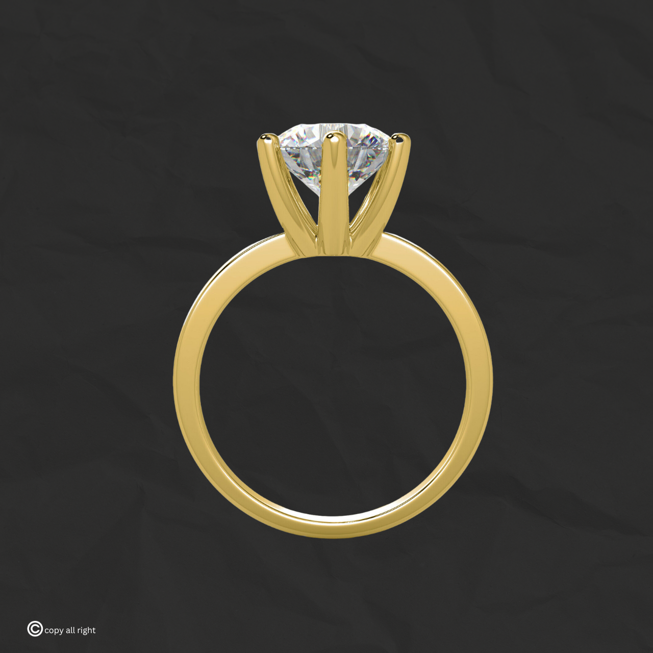 6 Prong Solitaire 2.00ct Round Cut Real Lab Grown Diamond Engagement ring by BlackJack